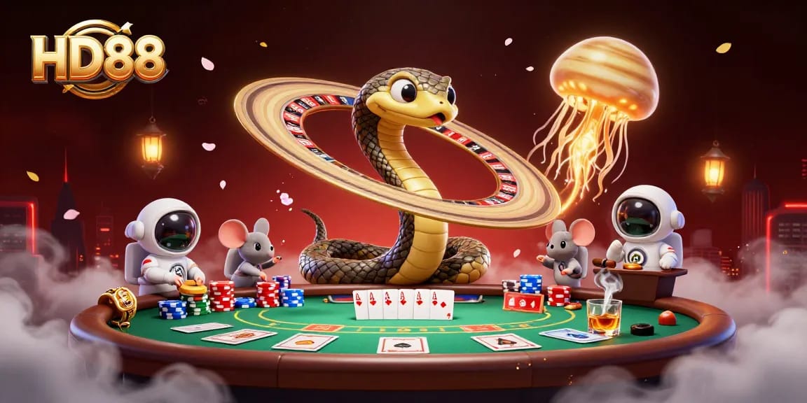 Experience thrilling bets at HD88 with animated casino characters and vibrant game elements.