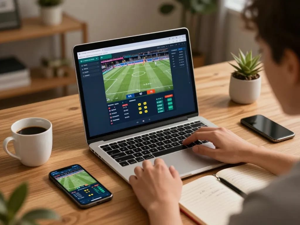 Placing a bet on https://bl555.agency/ live sports betting app with a stylish setup.