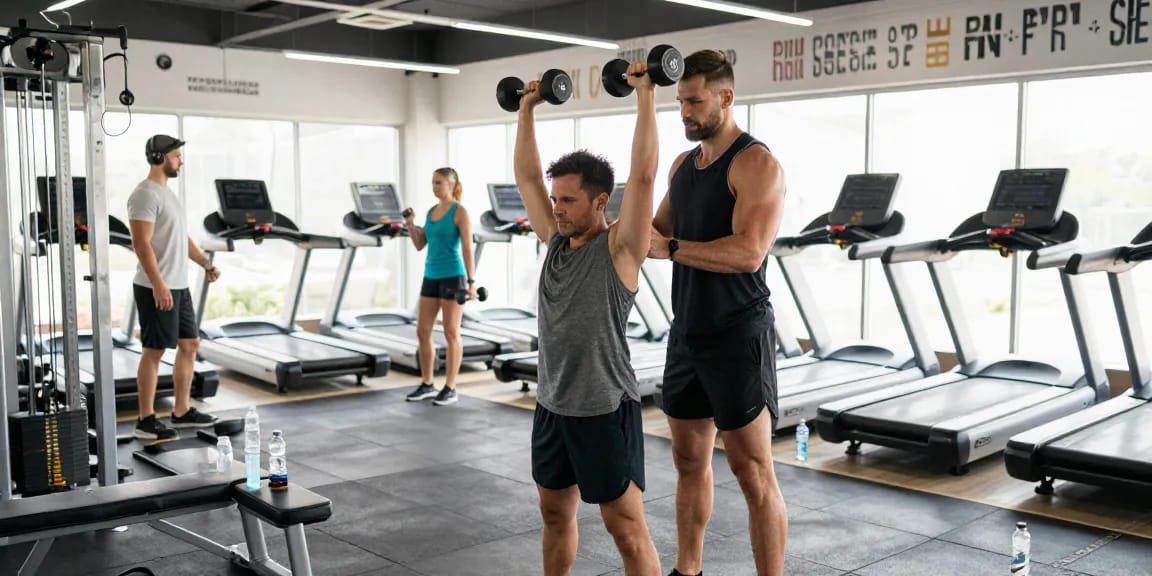 Training in de Unique Pharma Shop met sporters en personal trainers in actie.