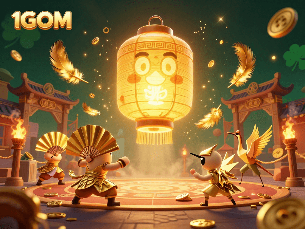 Engage in exciting betting experiences at 1GOM with vibrant casino elements and lucky symbols.