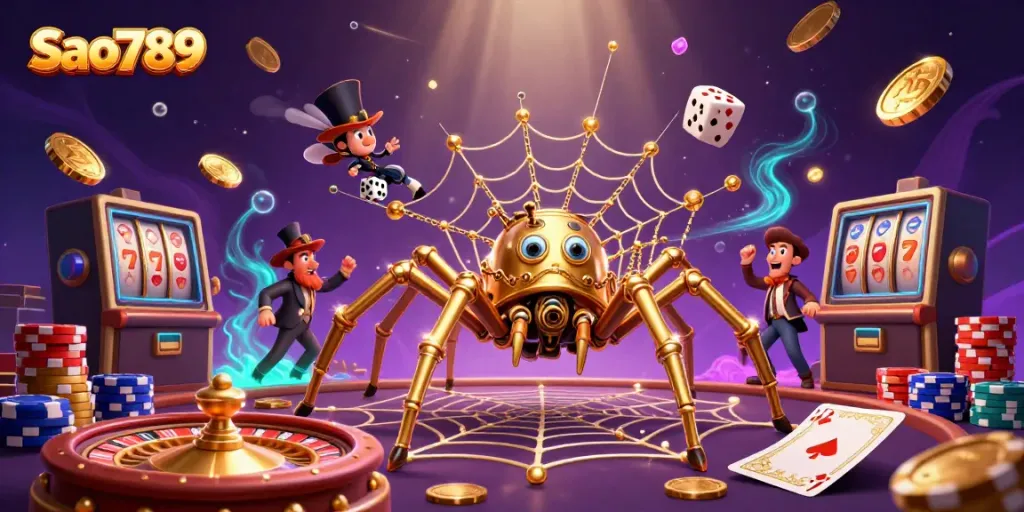 Sao789 showcases an engaging steampunk casino illustration featuring unique game elements.