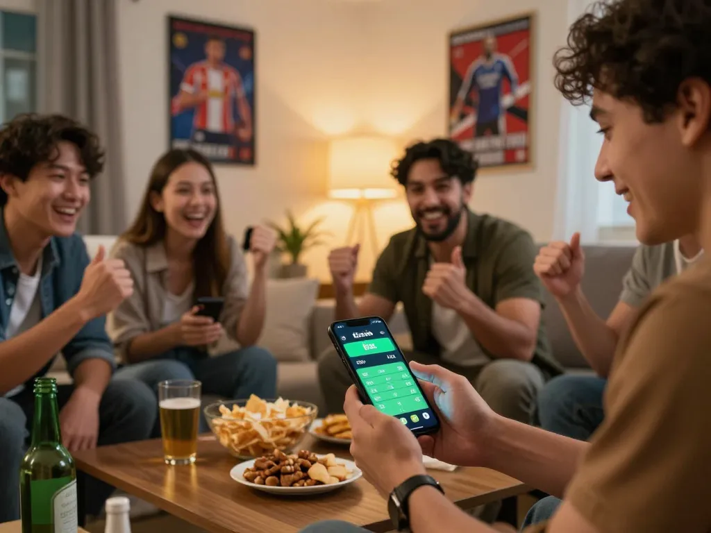 Engaging the kèo nhà cái app for informed betting strategies during a lively home sports night with friends