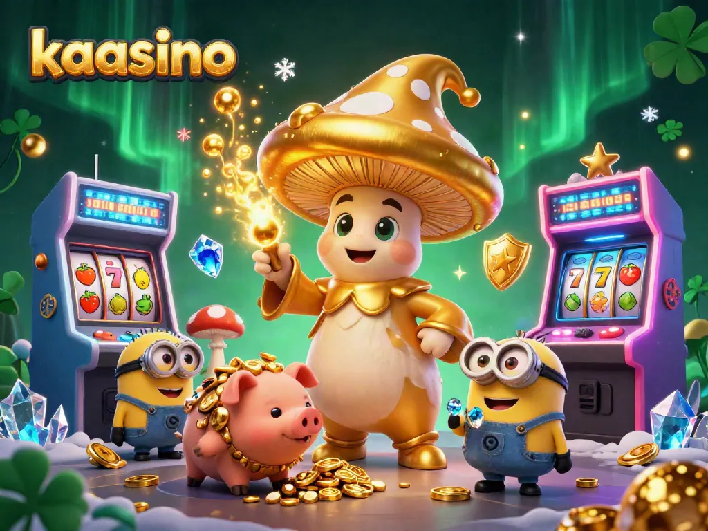 Experience the magic of kaasino with golden treasures and vibrant gaming elements in a captivating digital illustration.
