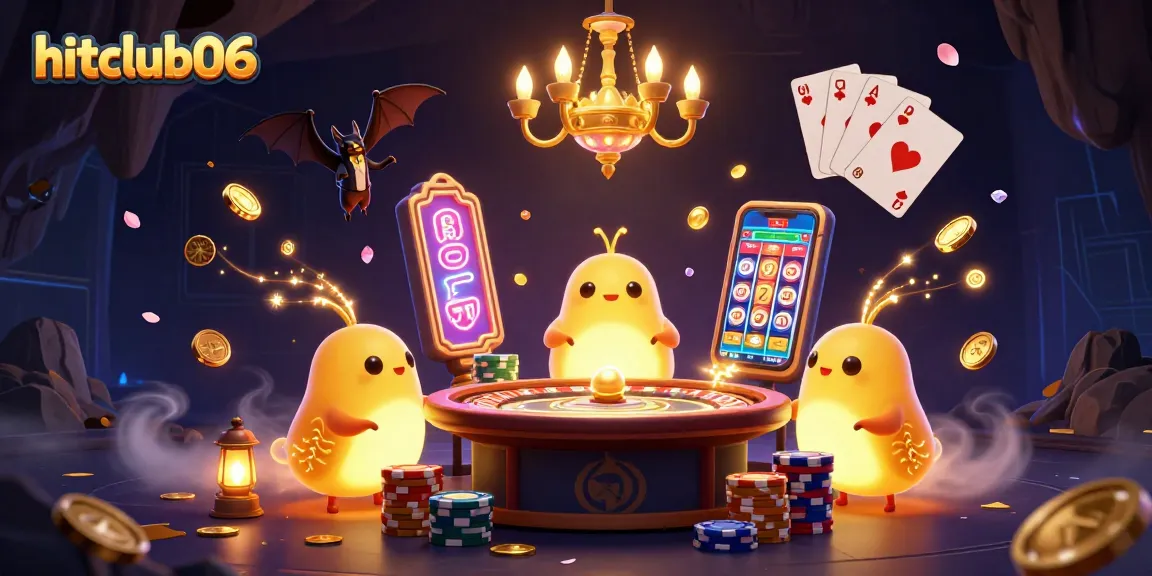 Engage in exciting gameplay at hitclub06 with vibrant casino elements and illuminated glowworm characters.