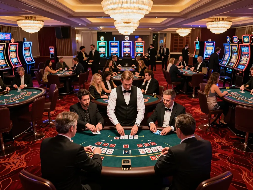 Join a thrilling blackjack game at go99's luxurious casino with intense gameplay and vibrant atmosphere