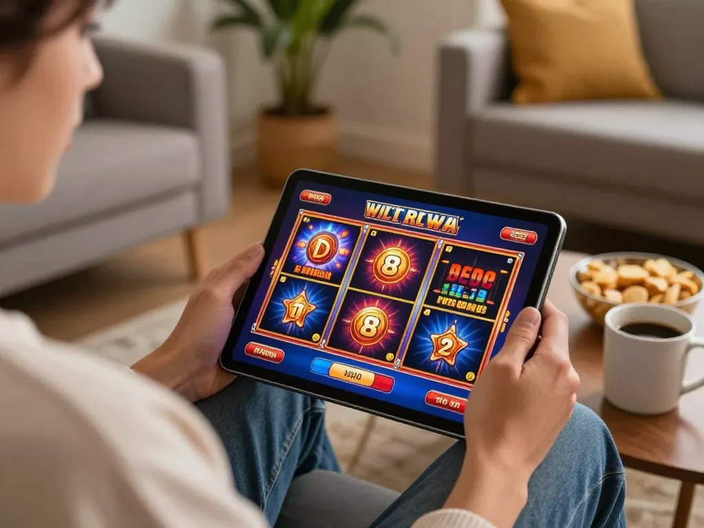 Online gaming session at https://98win8.co.com/ with exciting slot machines on screen