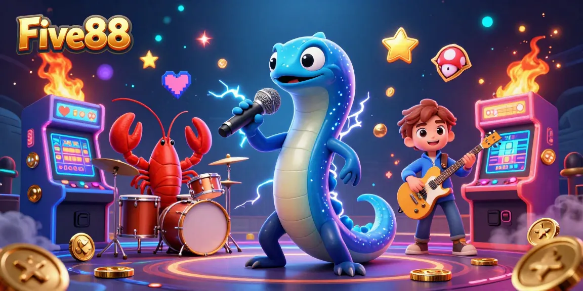 Experience the excitement of winning at Five88 with an underwater casino showcasing vibrant characters.