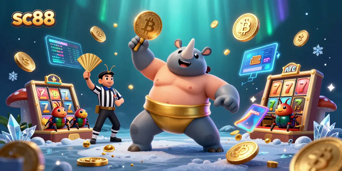 Feel the excitement of sc88 casino gameplay featuring a vibrant 3D sumo beetle championship scene.