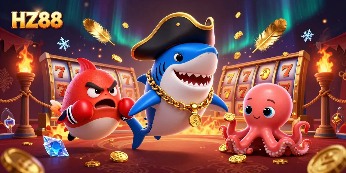 Experience thrilling gameplay with HZ88's dynamic online casino scene featuring iconic characters and vibrant elements.
