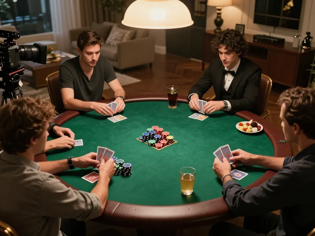 Engaged players in a home poker game at XX88, showcasing strategic gameplay amidst a cozy atmosphere.