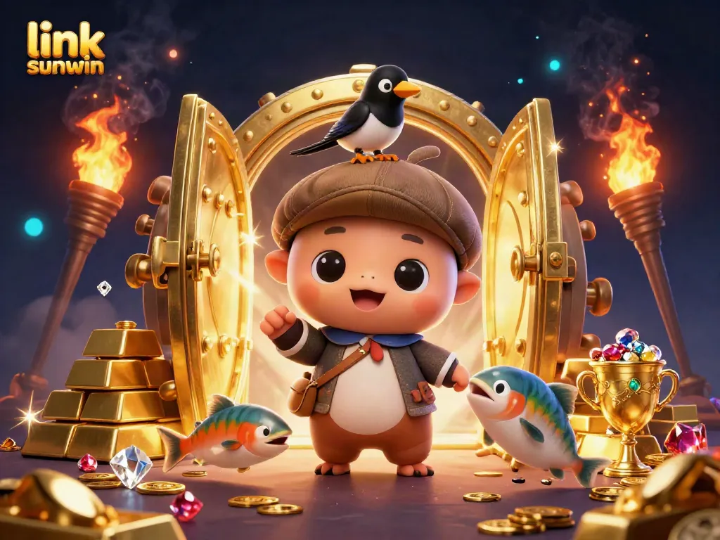 Engage with link sunwin through an enchanting 3D gaming scene featuring characters and rich elements.