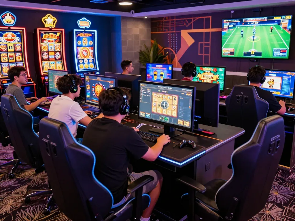 Players enjoying immersive gaming experience at jun88pl com in a vibrant casino setting