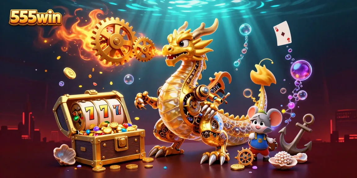 Win big at 555win with slots and vibrant casino elements in a dynamic scene.