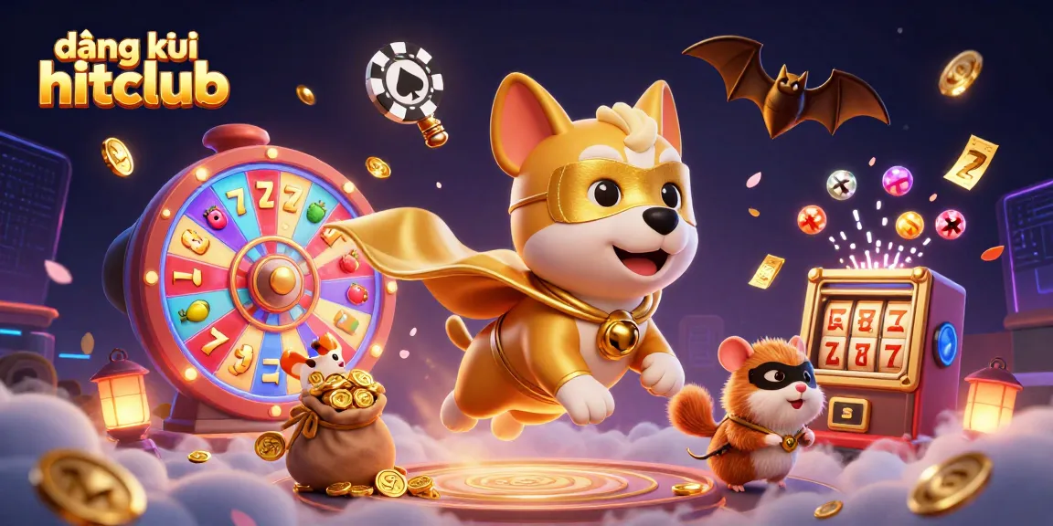 Experience the thrill of đăng ký hitclub with a dynamic 3D illustration featuring gaming elements and characters.