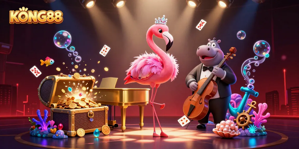 KONG88 showcases vibrant casino excitement with dynamic characters and immersive gaming elements.