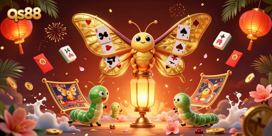 Experience the vibrant world of qs88 with golden moths, casino scenes, and exciting rewards.