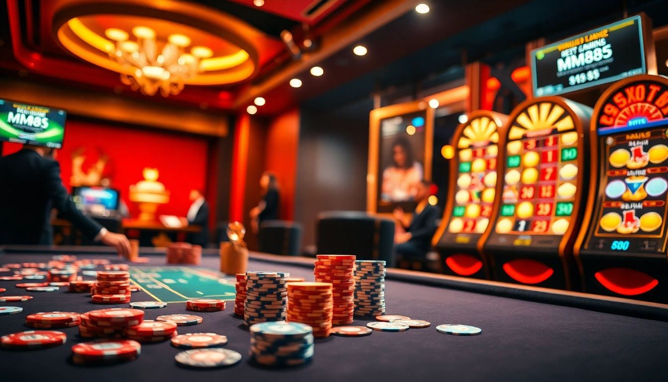 Experience the excitement at MM88's casino with vibrant gaming tables and thrilling slot machines.