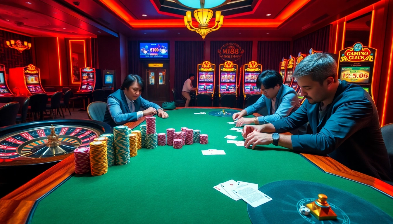 Experience the thrill of MI 88's poker game with vibrant chips and exciting visuals.