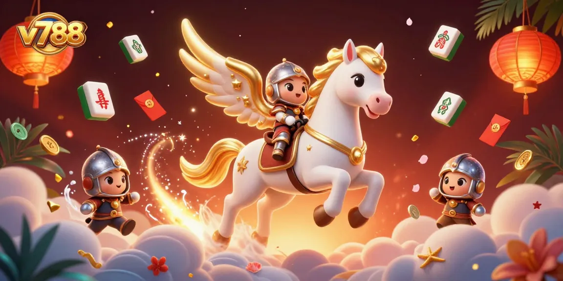 Experience thrilling action on v788 with a 3D knight and a celestial horse in a dynamic casino scene.
