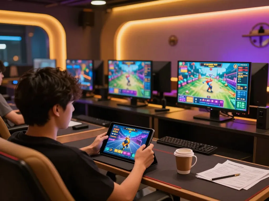 Engaging in Đá gà five88 on a tablet, showcasing a modern home gaming environment.