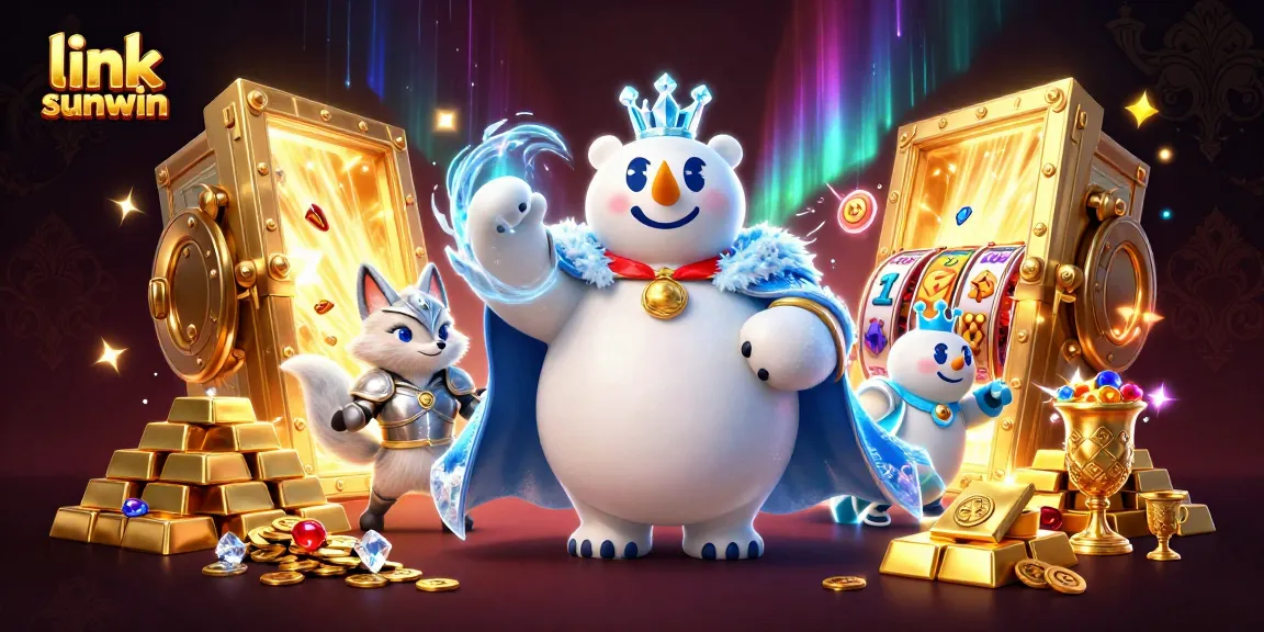Experience exhilarating gaming with link sunwin's vibrant treasure-filled scene featuring slot reels and treasures.