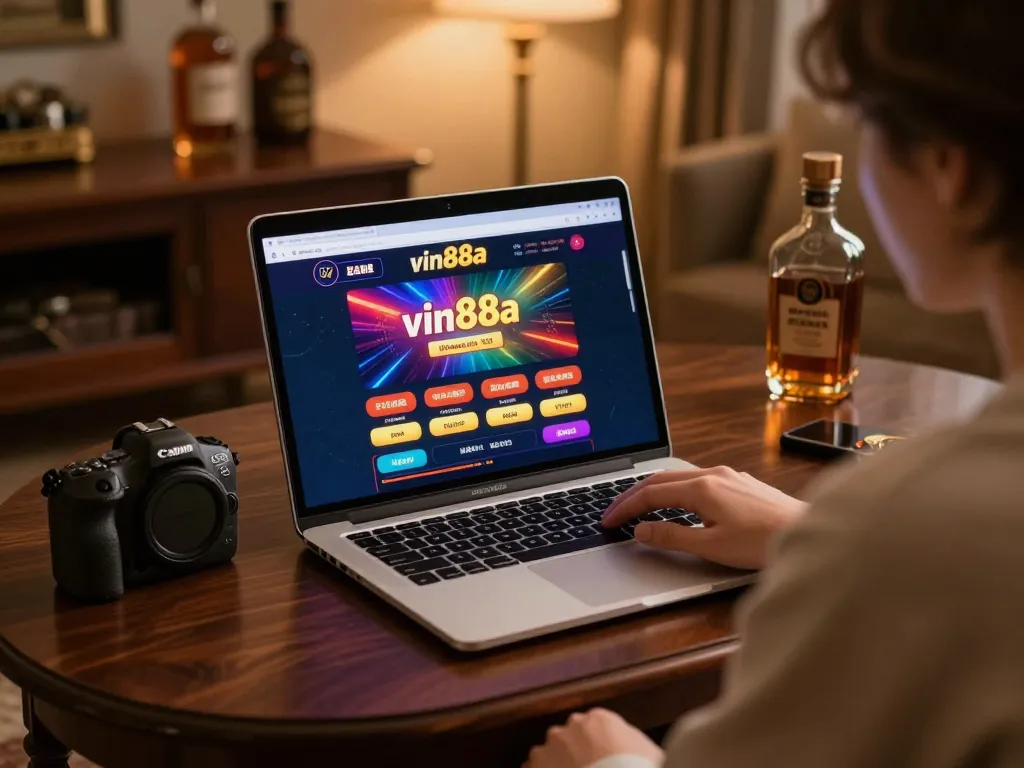 Player using vin88a for online betting in a cozy home setting.