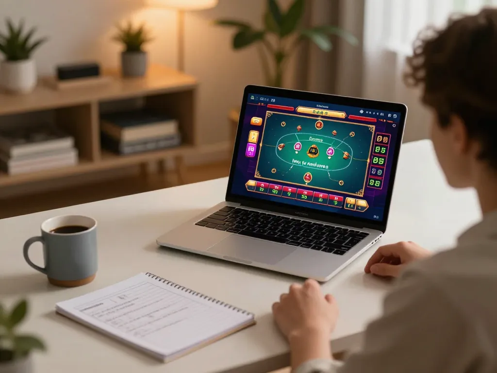 Engage in online gaming at https://debet.talk/ with a modern setup showcasing strategic play in a cozy home environment.