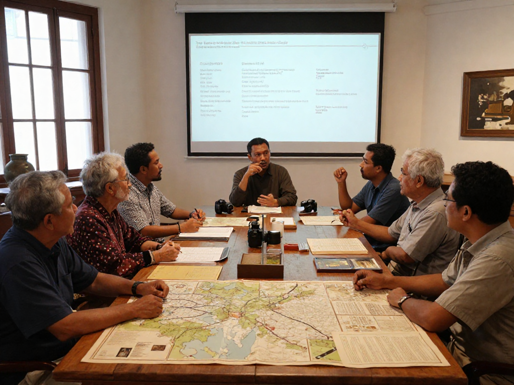 rokok88 historical discussion on Dutch-Indonesian War with diverse participants in a cultural museum setting