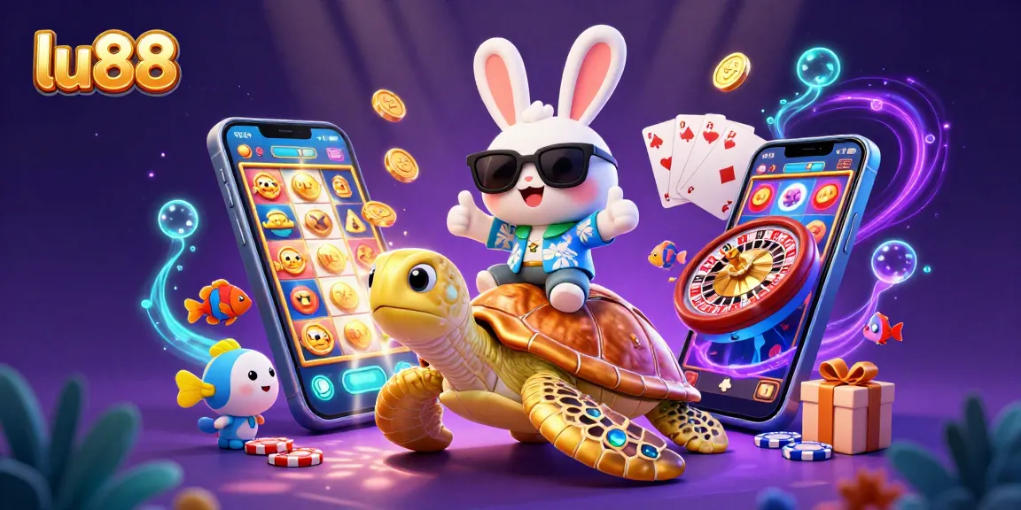 Experience thrilling gameplay at lu88 with a lively scene featuring a lucky rabbit and golden turtle.