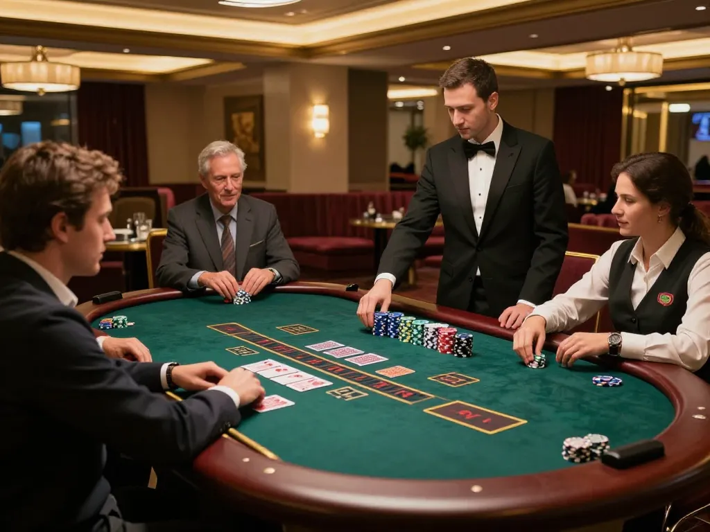 Players enjoying blackjack at a luxury casino table while playing XX88 for a chance to win.