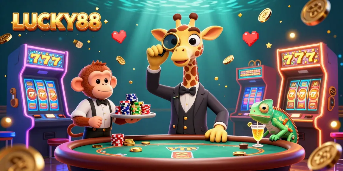 Experience the thrilling gameplay of LUCKY88 with vibrant slots and winning jackpots in a colorful casino scene.
