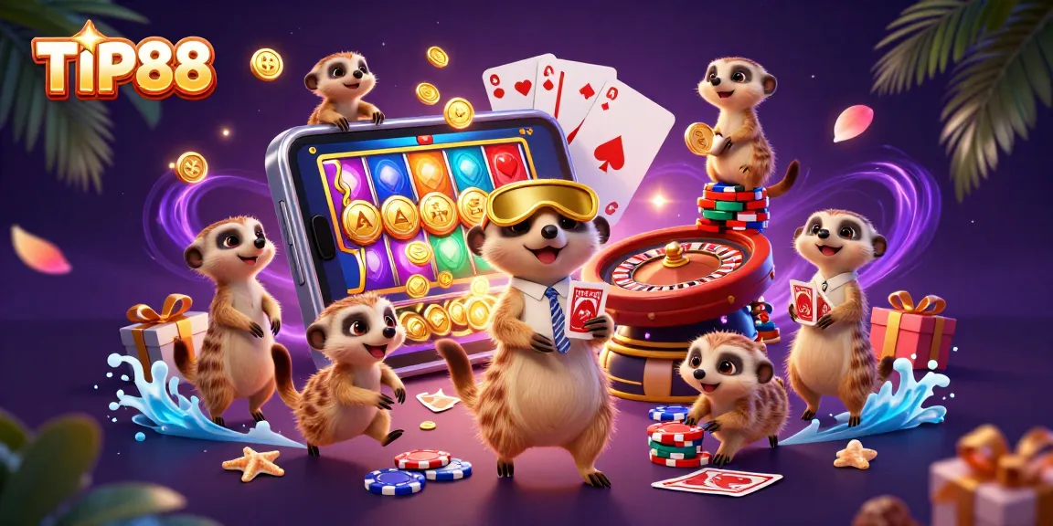 Experience thrilling gaming at TIP88 with meerkats running a vibrant casino atmosphere packed with action.
