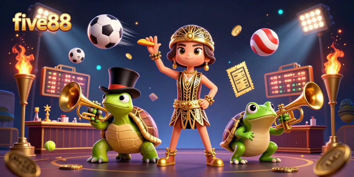 Experience the thrill of betting at five88 with vibrant casino gaming characters and elements.
