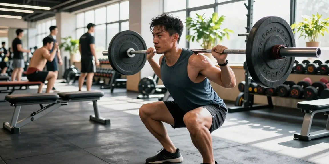 Man lifting weights in a gym, showcasing Prime Pharma Steroiden for muscle growth and fitness.