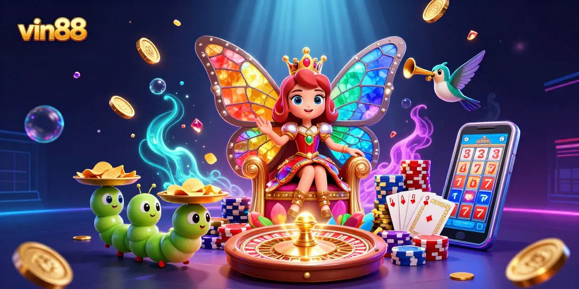 Experience thrilling gaming action at vin88 with dynamic casino elements and colorful characters.