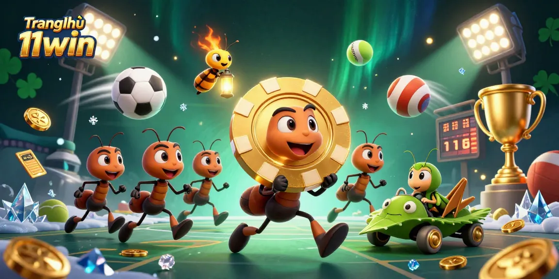 Engage in thrilling action on Trang chủ 11win as playful ants transport a giant poker chip in an intense heist scene.