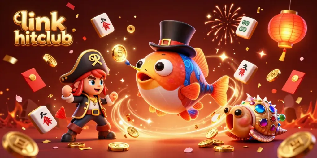 Experience the excitement of link hitclub with vibrant characters attracting golden coins amidst a lively casino atmosphere.