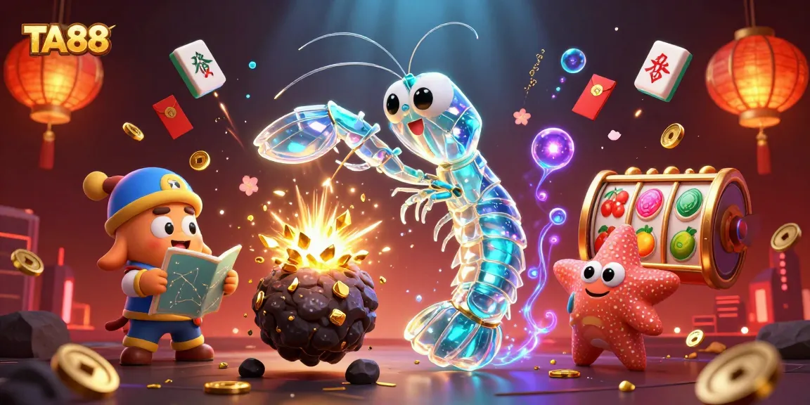 Experience thrilling gameplay at TA88 with dazzling gems and coins erupting in a vibrant casino scene.