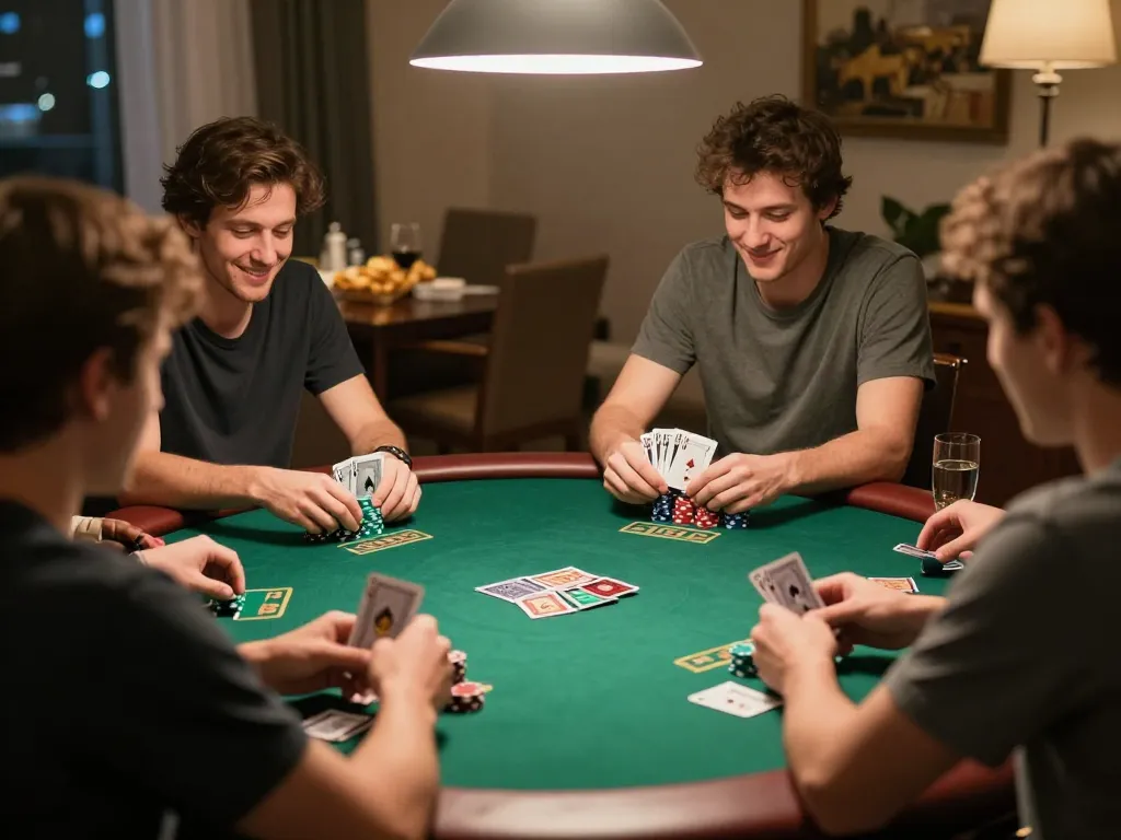 gamebai79 player revealing a winning hand at a friendly home poker night