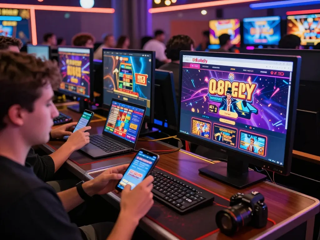 Exciting online gambling atmosphere with players enjoying games at o8.delivery.