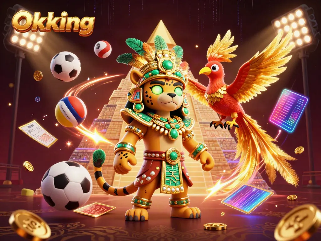 Engage in thrilling gameplay at Okking with colorful 3D elements of sports and casino.