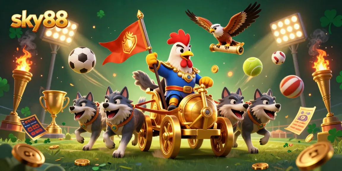 Experience thrilling action with sky88 symbolizing winning moments in this captivating illustration.