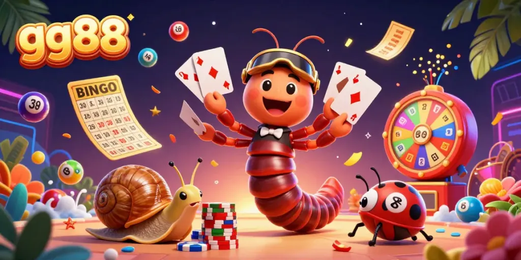 Engaging scene with gg88 dealer showcasing vibrant gambling excitement and colorful game elements.