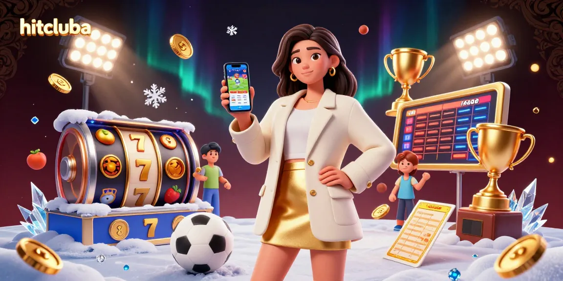 Experience hitcluba's exciting jackpot slot games and sports betting in this dynamic illustration.