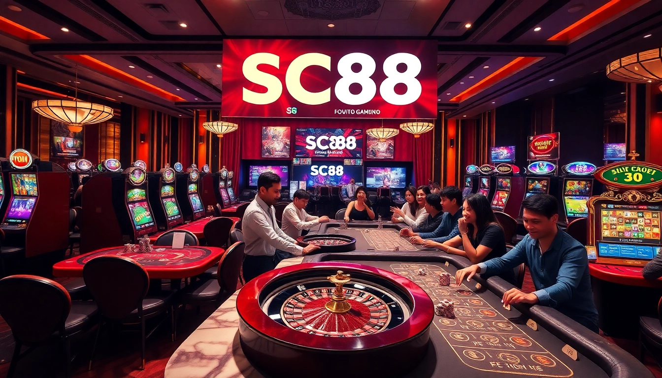 Engage in thrilling games at https://sc88vn.com/, featuring vibrant casino tables and colorful slot machines.