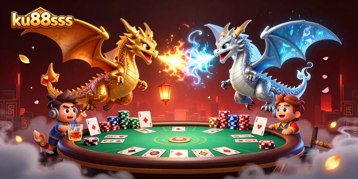 ku88sss showcases an exhilarating poker scene with mystical dragons emphasizing thrilling gameplay.