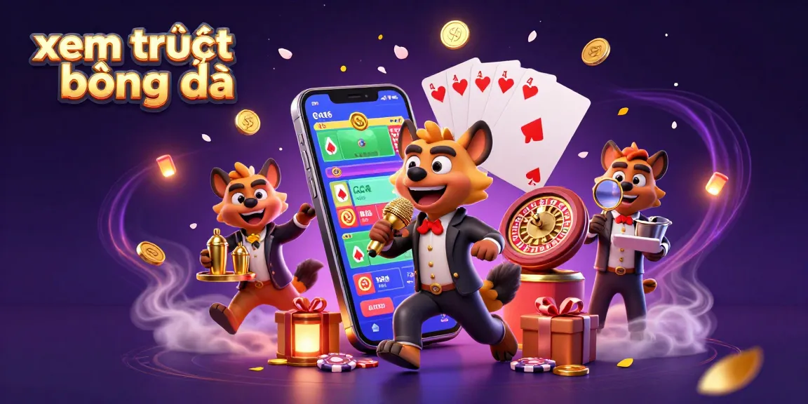 Xem trực tiếp bóng đá with dynamic characters in a lively sports betting scene, showcasing vibrant gameplay elements and rich details.