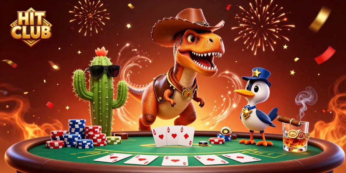 Experience thrilling gameplay at HIT CLUB with vibrant characters and colorful poker elements.