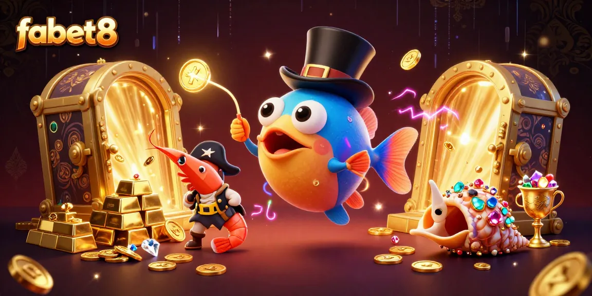 Engage with fabet8's thrilling online rewards in a vibrant 3D treasure scene.