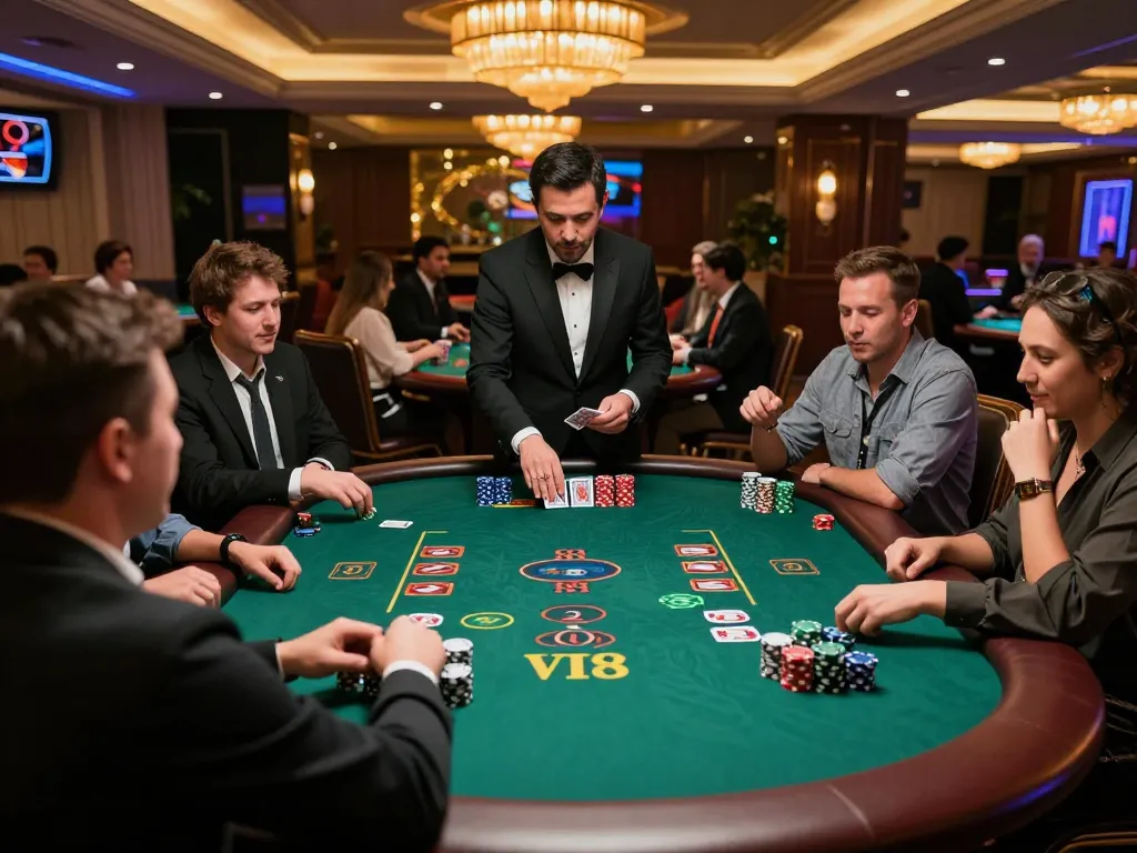 Experience thrilling blackjack gameplay at lv88 casino with action-packed dealer moments and excited players.